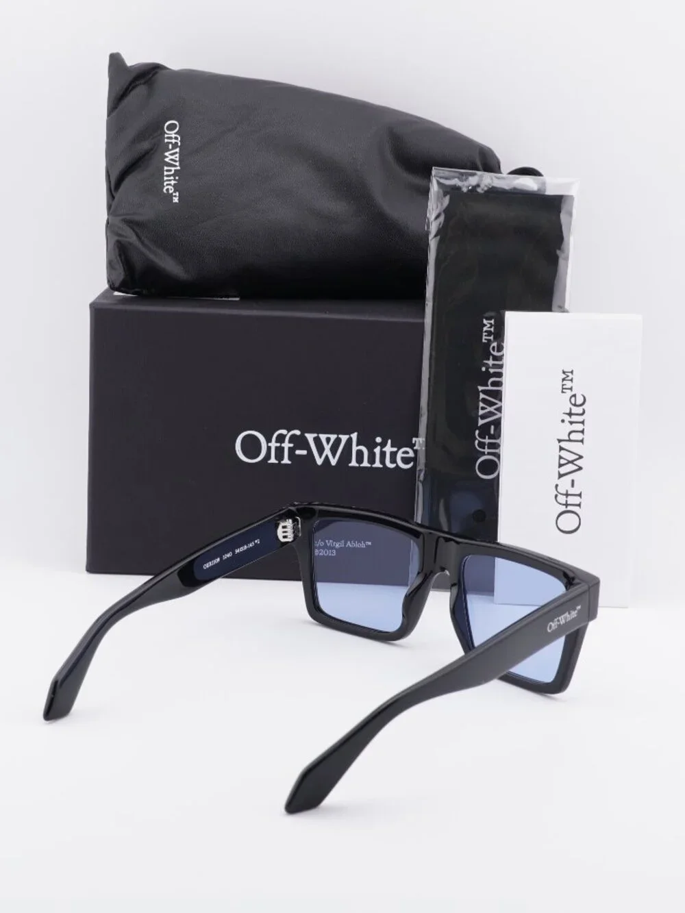 Off-White OERI109 LAWTON 1040 Square Sunglasses – Shiny Black / Blue
